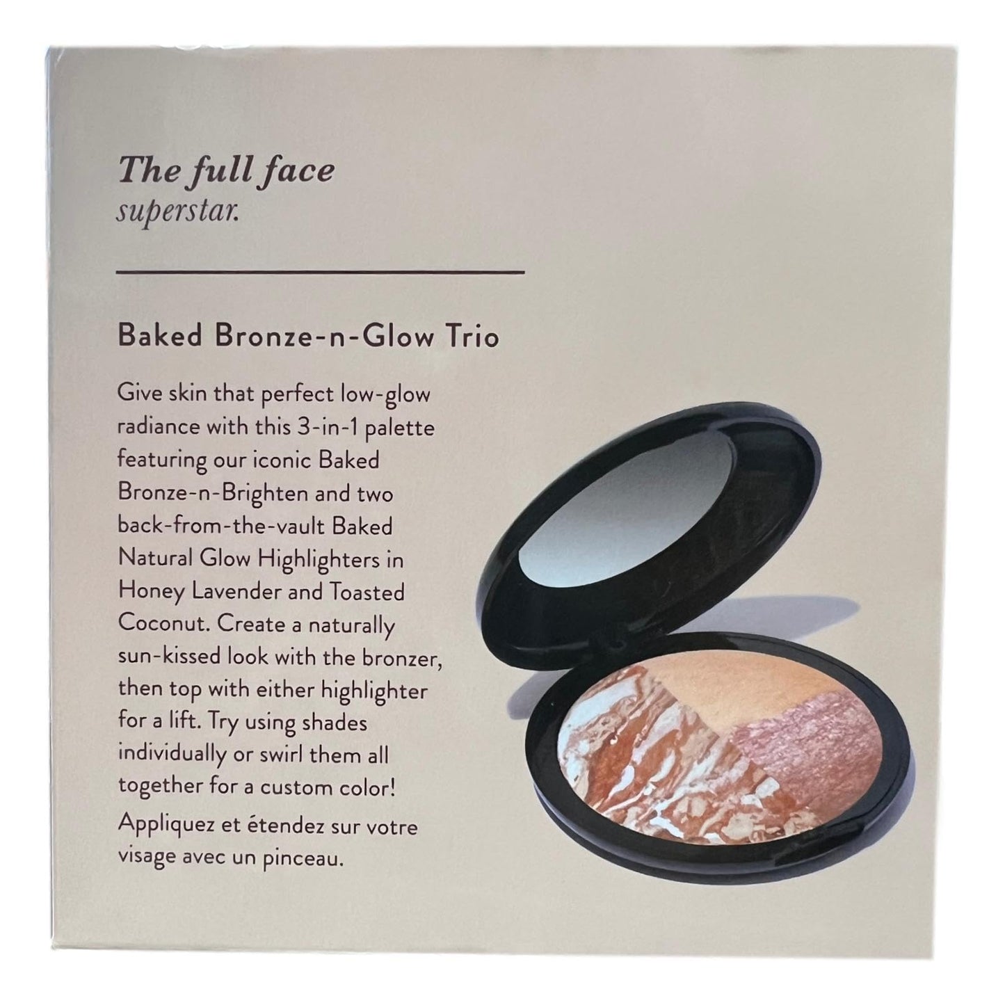 Laura Geller Baked Bronze n Glow Trio (18g) Medium, Toasted Coconut, Honey Lavender.