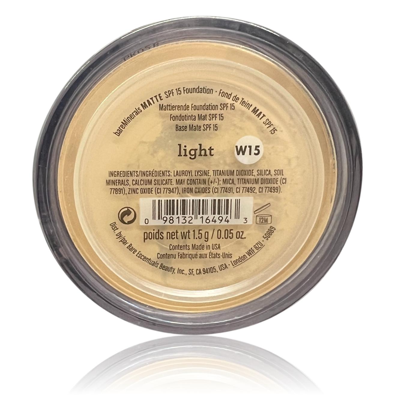 bareMinerals Matte SPF15 Foundation in Light (W15) 1.5g Travel Size