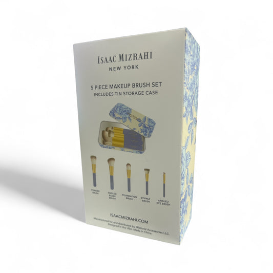 Isaac Mizrahi New York 5 Piece Makeup Brush Set with Storage Case