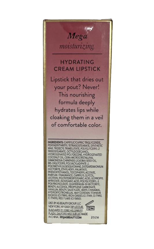 Back of Laura Geller Lip Action Hydrating Cream Lipstick packaging