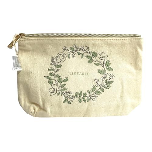 Liz Earle Floral Canvas Cosmetic Bag | Botanical Zip Pouch Cosmetic Bag