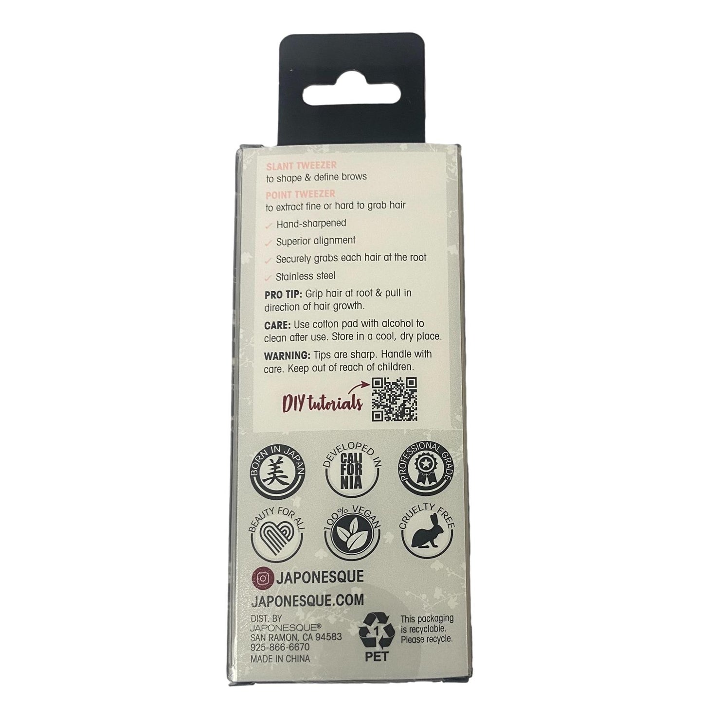 Japonesque Slant and Point Tweezers Soft Touch Anti Slip