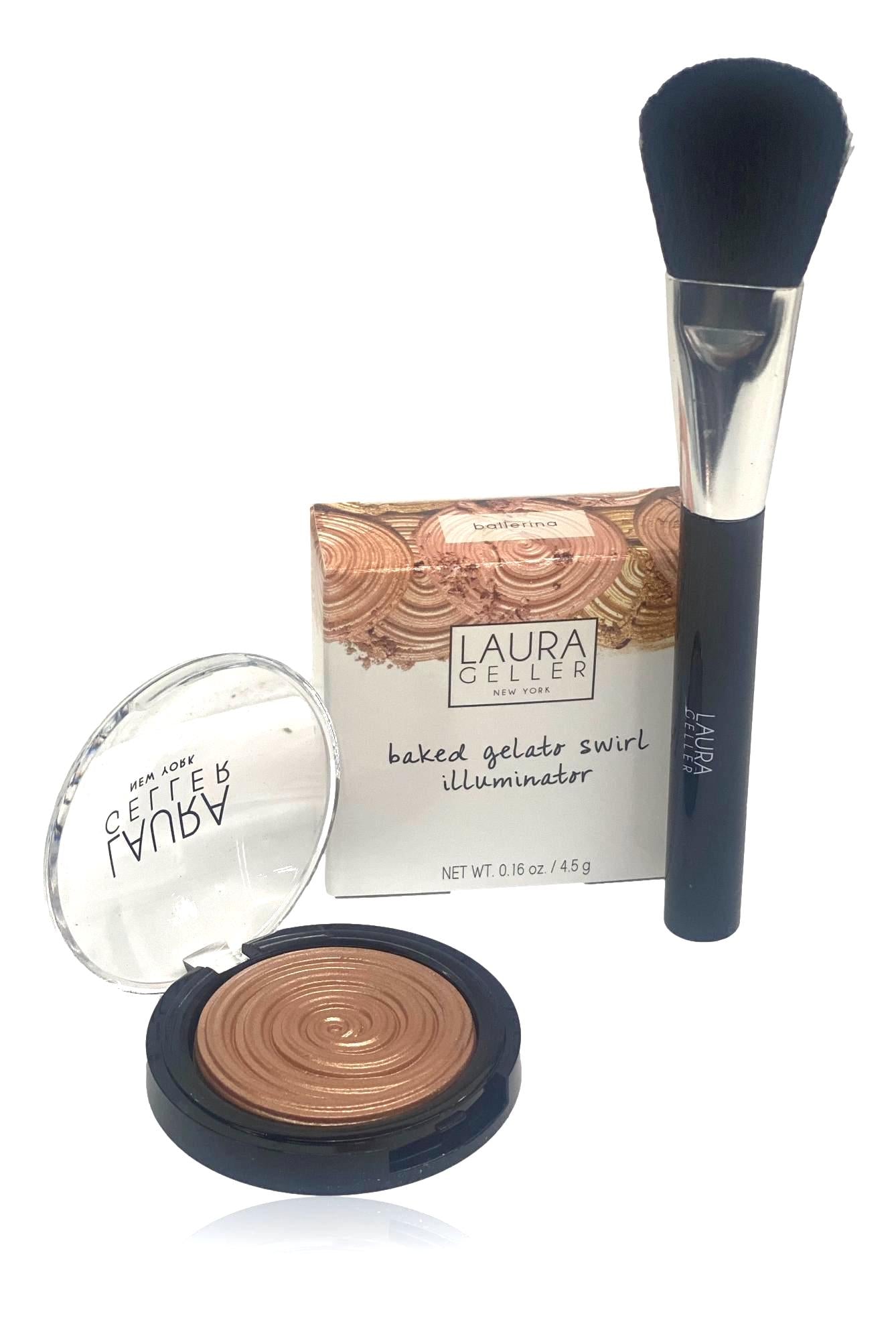 LAURA GELLER NEW YORK Baked Gelato Swirl Illuminator, Ballerina with Brush.