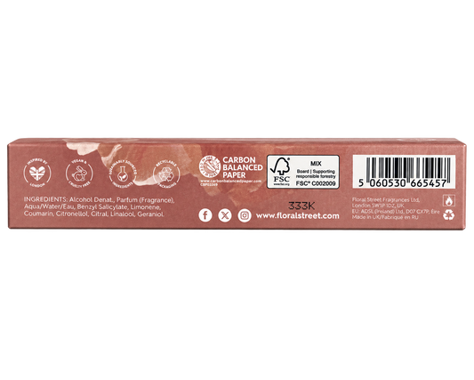 Floral Street Wonderland Peony Eau de Parfum box showing ingredients and barcode