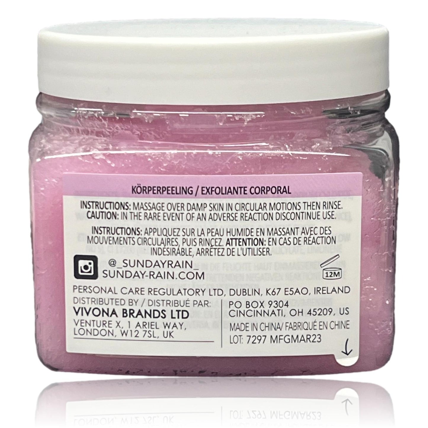 Sunday Rain Scrub Away Brightening Body Scrub for Extra Smooth & Soft Skin, Vegan & Cruelty-Free with Vitamin Rich Acai Berry Extract, 265g