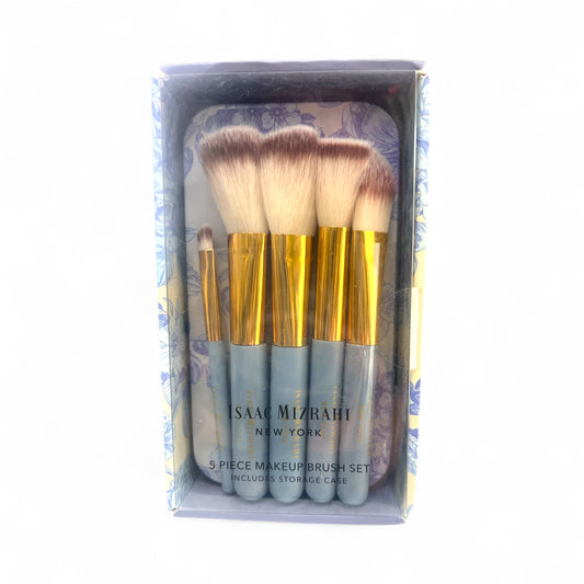 Isaac Mizrahi New York 5 Piece Makeup Brush Set with Storage Case