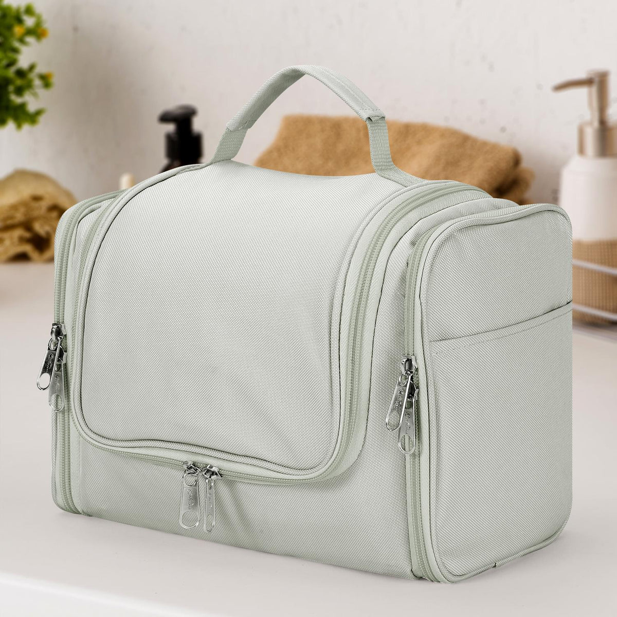 Vinsani Hanging Toiletry & Makeup Travel Bag – Light Grey