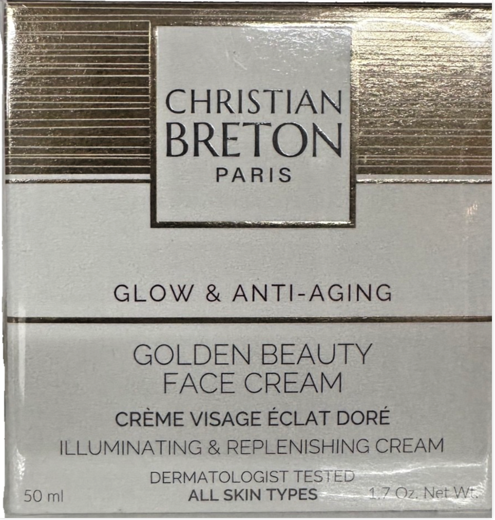Christian Breton Golden Beauty Face Cream packaging showing ingredients and barcode