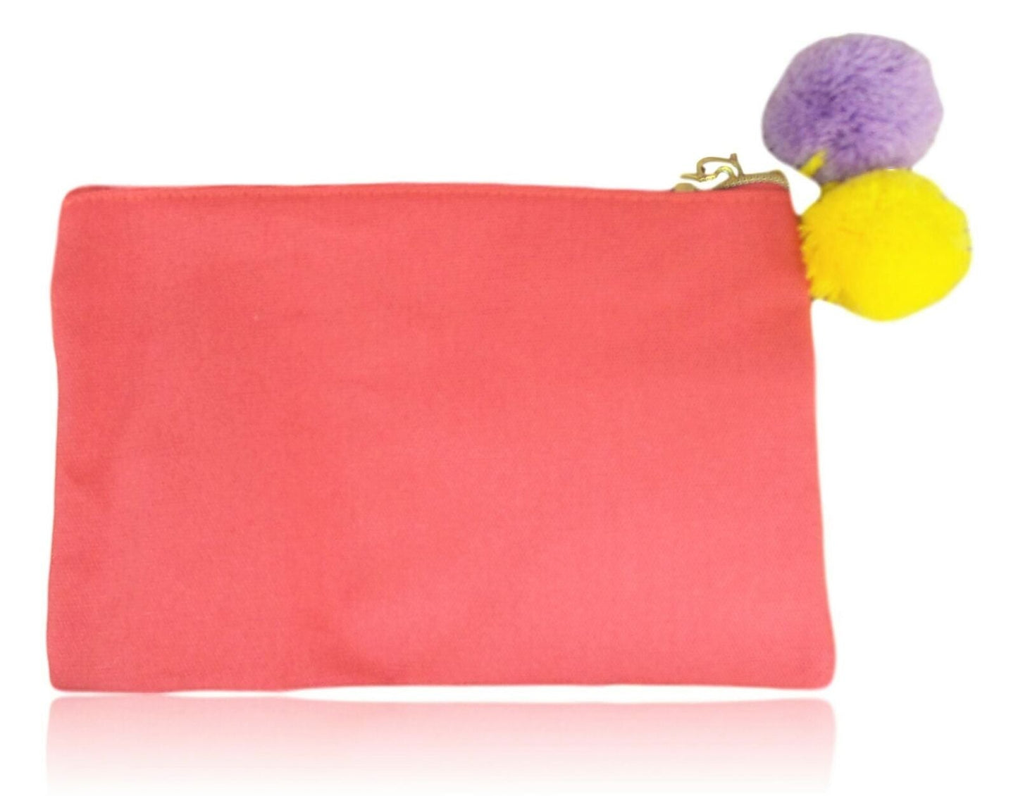 tarte Never Not Busy Makeup Cosmetics Bag Pink with pompoms & top zip.