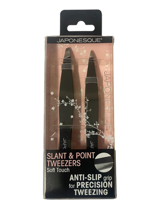 Japonesque Slant and Point Tweezers Soft Touch Anti Slip