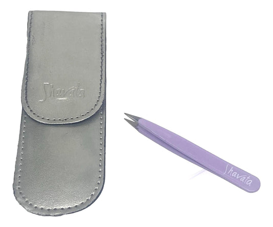 Shavata Pointed Tweezers Lilac with Pouch
