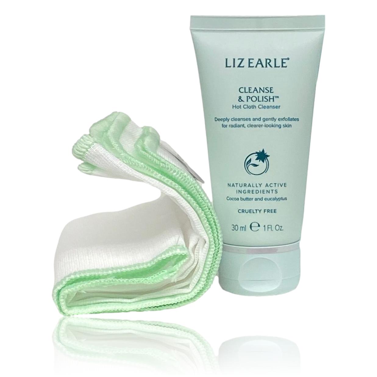 Liz Earle Cleanse & Polish Hot Cloth Cleanser 30ml Travel Size plus Muslin Cloth.